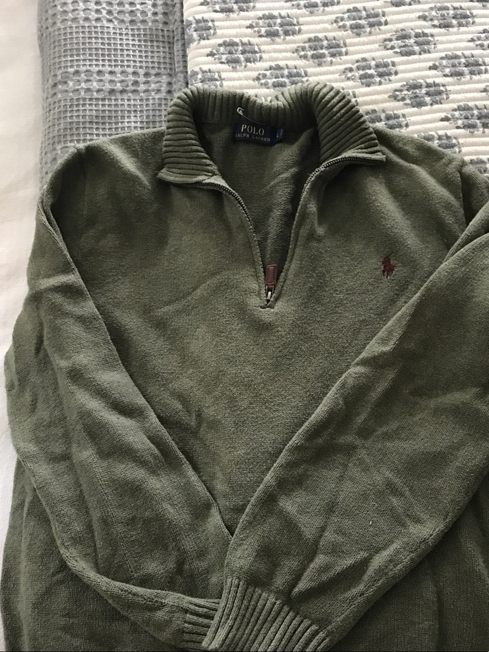 Polo by Ralph Lauren Olive Green Quarter-Zip Sweater